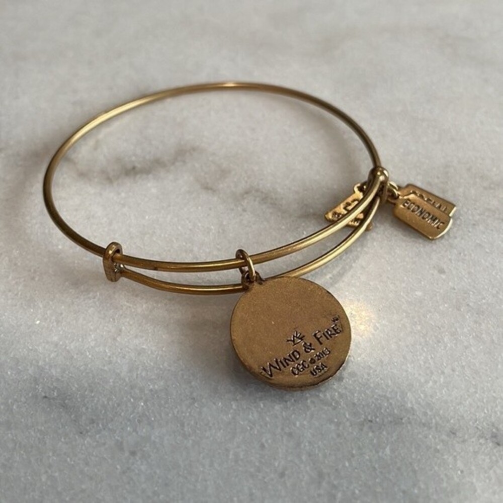 Initial W Gold Adjustable Bangle Bracelet Stackable - Picture 3 of 3